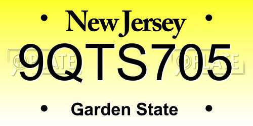9QTS705 New Jersey License Plate