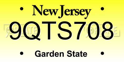 9QTS708 New Jersey License Plate