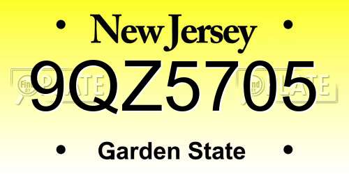 9QZ5705 New Jersey License Plate