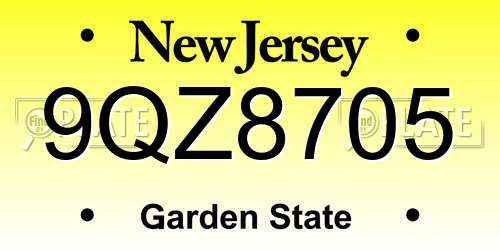 9QZ8705 New Jersey License Plate