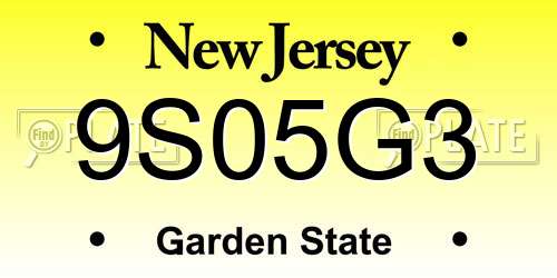 9S05G3 New Jersey License Plate