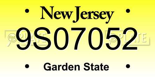 9S07052 New Jersey License Plate