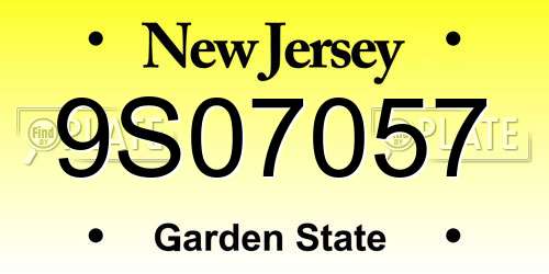 9S07057 New Jersey License Plate