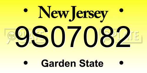 9S07082 New Jersey License Plate