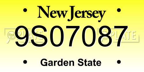 9S07087 New Jersey License Plate