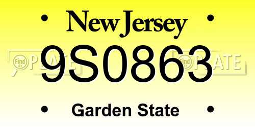 9S0863 New Jersey License Plate