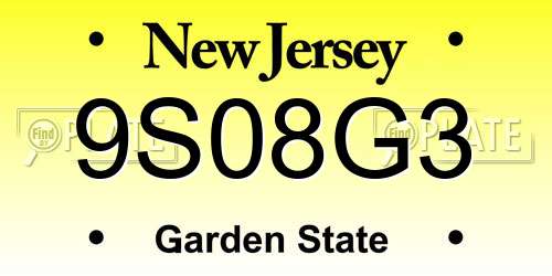 9S08G3 New Jersey License Plate