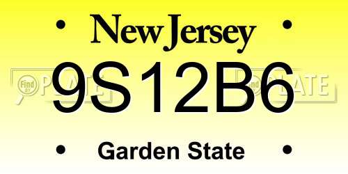 9S12B6 New Jersey License Plate