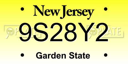 9S28Y2 New Jersey License Plate