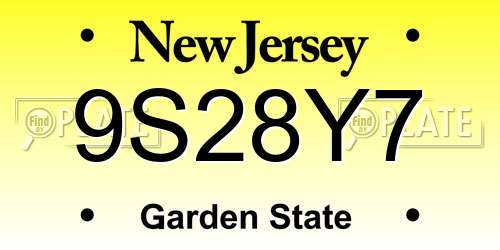 9S28Y7 New Jersey License Plate