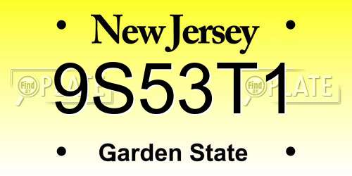 9S53T1 New Jersey License Plate