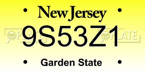 9S53Z1 New Jersey License Plate