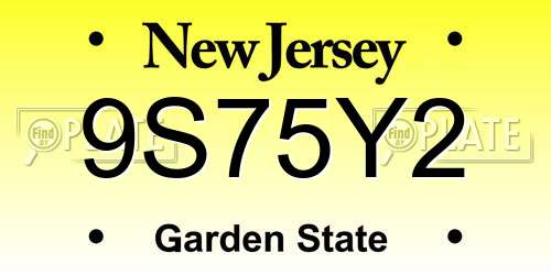 9S75Y2 New Jersey License Plate