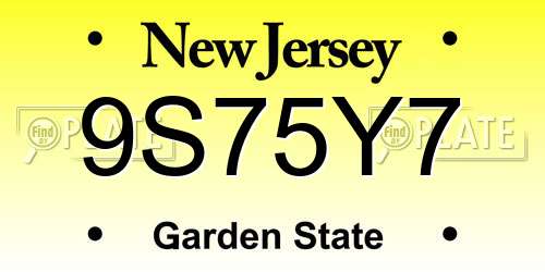 9S75Y7 New Jersey License Plate
