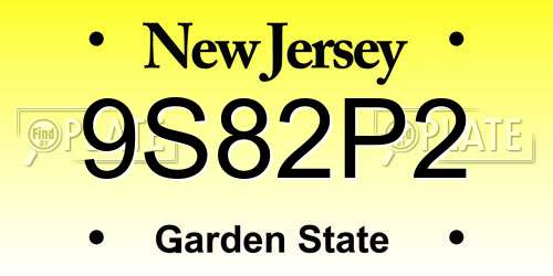 9S82P2 New Jersey License Plate