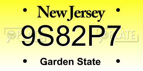 9S82P7 New Jersey License Plate