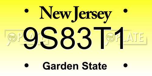 9S83T1 New Jersey License Plate