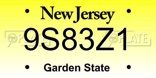 9S83Z1 New Jersey License Plate