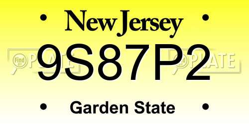 9S87P2 New Jersey License Plate