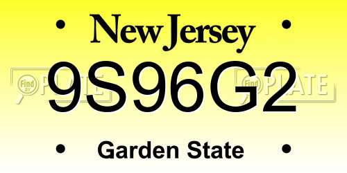 9S96G2 New Jersey License Plate