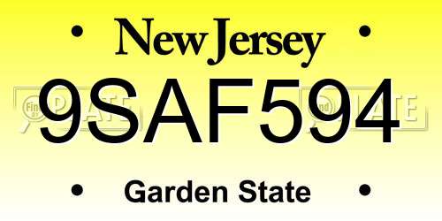 9SAF594 New Jersey License Plate