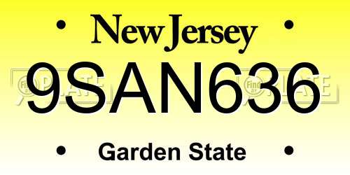 9SAN636 New Jersey License Plate