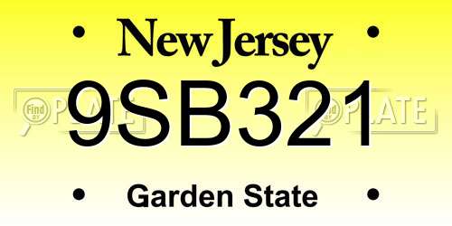 9SB321 New Jersey License Plate
