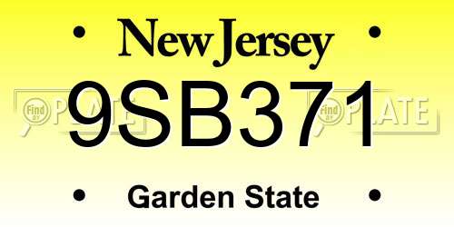 9SB371 New Jersey License Plate
