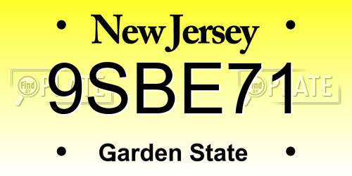 9SBE71 New Jersey License Plate