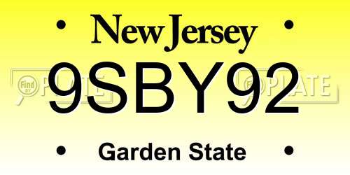 9SBY92 New Jersey License Plate