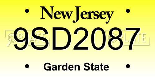 9SD2087 New Jersey License Plate