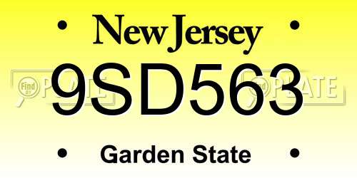 9SD563 New Jersey License Plate