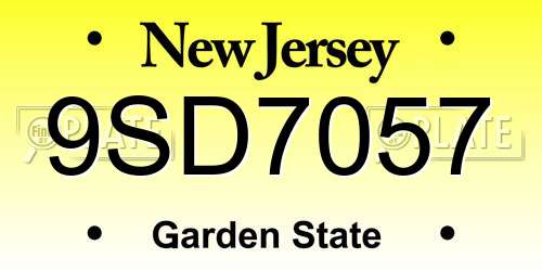 9SD7057 New Jersey License Plate