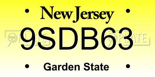 9SDB63 New Jersey License Plate