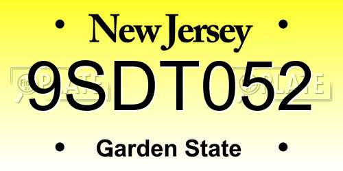 9SDT052 New Jersey License Plate