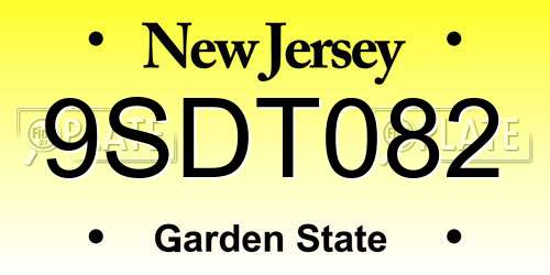 9SDT082 New Jersey License Plate