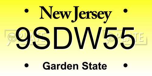 9SDW55 New Jersey License Plate