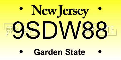 9SDW88 New Jersey License Plate
