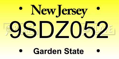 9SDZ052 New Jersey License Plate