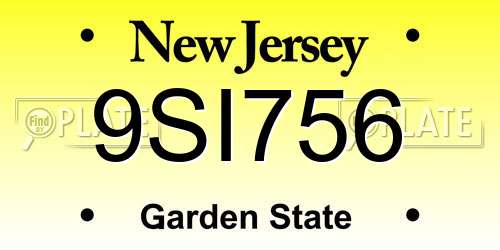 9SI756 New Jersey License Plate