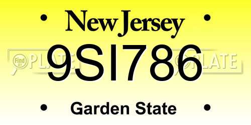 9SI786 New Jersey License Plate