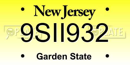 9SII932 New Jersey License Plate