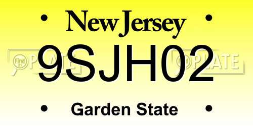 9SJH02 New Jersey License Plate