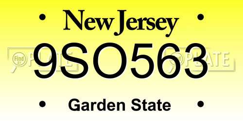 9SO563 New Jersey License Plate