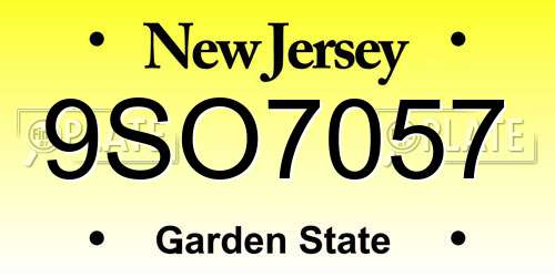 9SO7057 New Jersey License Plate