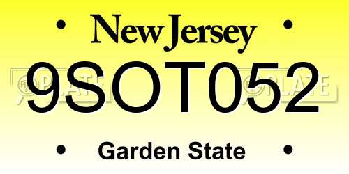 9SOT052 New Jersey License Plate
