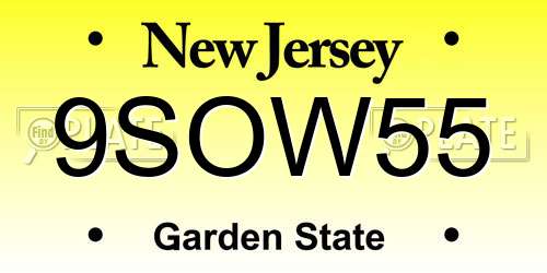9SOW55 New Jersey License Plate