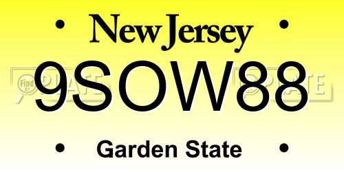 9SOW88 New Jersey License Plate