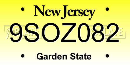9SOZ082 New Jersey License Plate