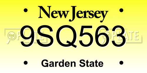 9SQ563 New Jersey License Plate